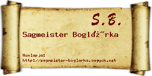 Sagmeister Boglárka névjegykártya